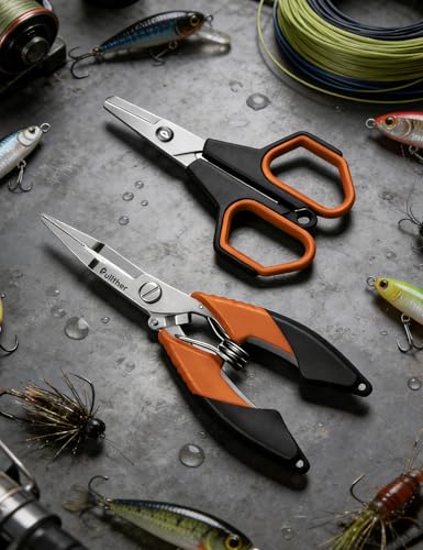 Fishing Tools Kit, Fishing Pliers,Fishing Scissors, Fishing Line Cutter for Braided Fishing Line,Fishing Gear with Lanyard - color: 6.5"Fishing Pliers Orange