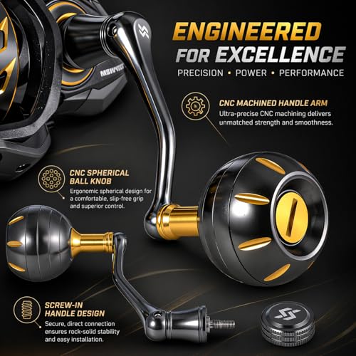 Sougayilang Spinning Reel – 26LB Drag & Loud Metal Clicker, 5.2:1 Gear Ratio, 13+1 Bearings, 4-Point Waterproof, CNC Aluminum Spool & Handle for Bass Trout Salmon - size: 2000