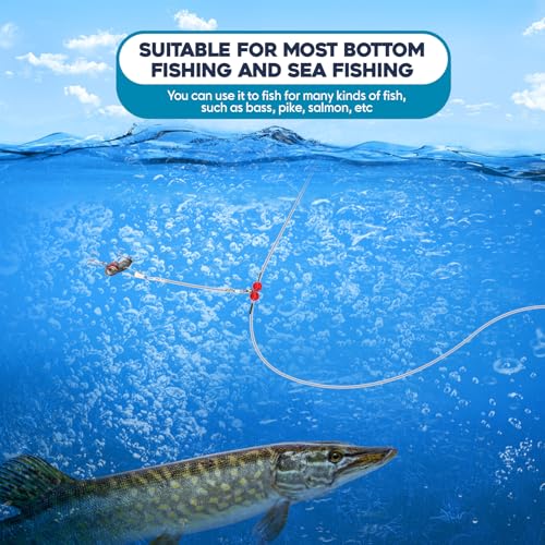 30 Pcs Fishing Leaders Saltwater Tackle Rig with Swivels Snap Stainless Steel Hooks Nylon Lines High Strength Fishing Wire Gear Equipment for Saltwater - size: 14.2 Inch, style: 1 Arm