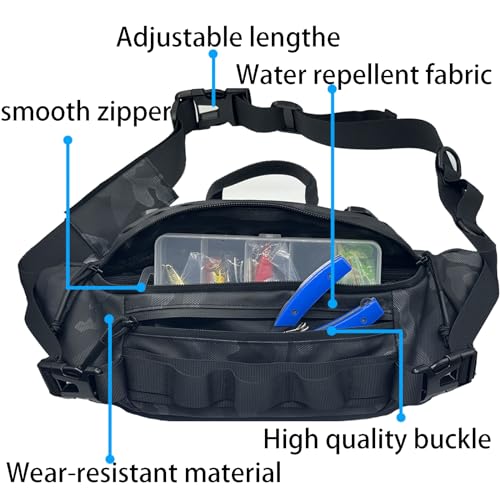 Fishing Fanny Pack for Men -Fishing Fanny Pack-Lightweight and Fishing Sling Pack - color: green camouflage2