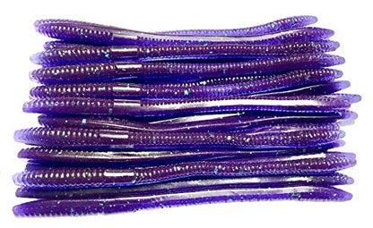 20 Pcs 6.25" Drop Shot Finesse Worms (Scented, Floats) Soft Plastic Baits for Bass Fishing - color: Junebug Lite