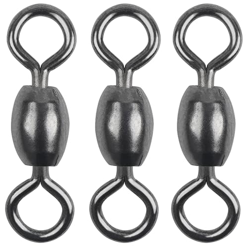 Fishing Barrel Swivel 100pcs Swivels Fishing Tackle Fishing Crane Swivels Stainless Steel High Strength Barrel with Solid Ring Fishing Line Connector for Saltwater Freshwater 30LB-96LB - size: 10#-100PCS