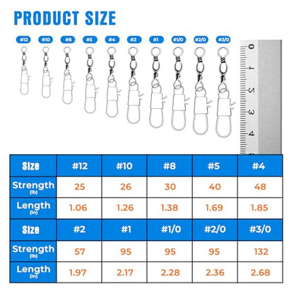 100 PCS Fishing Swivels Snap,Stainless Steel Swivel Fishing Line Connector,Interlock Fishing Hooks Clip,Barrel Snap Swivels for Freshwater and Saltwater Fishing - size: #10-26 lb-100PCS