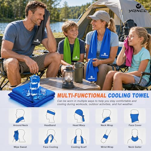 YQXCC 4 Pack Cooling Towels (47"x12"), Ice Cool Neck Towel, Soft Breathable Microfiber for Yoga, Golf, Gym, Running, Camping & Hot Weather - color: Dark Gray*2/Light Gray*2