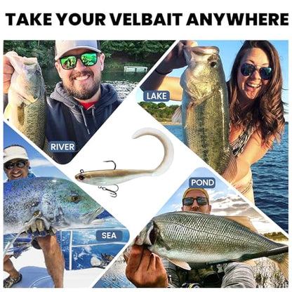 Pre-Rigged Soft Fishing Lures, Easy Catch Swimbaits for Bass Trout | Paddle & Curly Tail, Swim Baits for More Bites, Freshwater & Saltwater Fishing Bait, Crappie Walleye Pike Lures, Value Pack - color: B2-4"-0.56oz