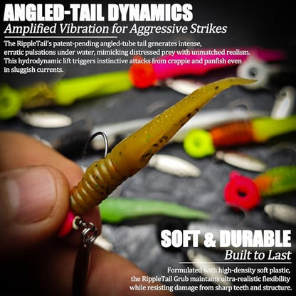 Crappie Lures Underspin Jigs Heads Worms Baits Kit, 110, 80 Pcs Crappie Fishing Jig Heads Soft Plastic Grub Swimbait for Panfish Bluegill Bass Trout Freshwater Saltwater