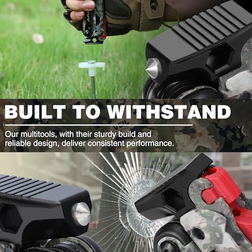 FLISSA Multitool, 18 in 1 Camo Multitool Pliers with Fire Starter, Window Breaker, Whistle, Stainless Steel EDC Gear with Sheath - Perfect for Survival, Simple Repair, Camping - color: Camo, size: 18-in-1