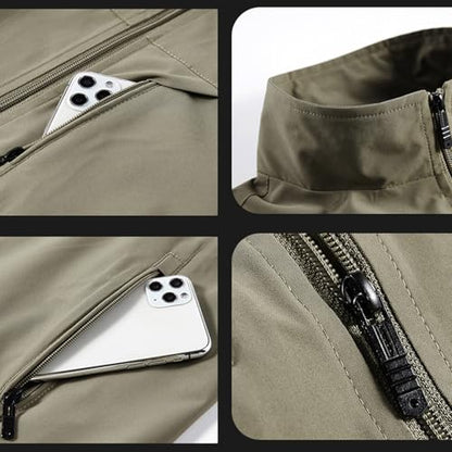 Mens Casual Vests Sleeveless Zip Up Lightweight Fishing Vests Hiking Tactical Windbreakers Outerwear with Pockets - color: #01 Grey, size: X-Large