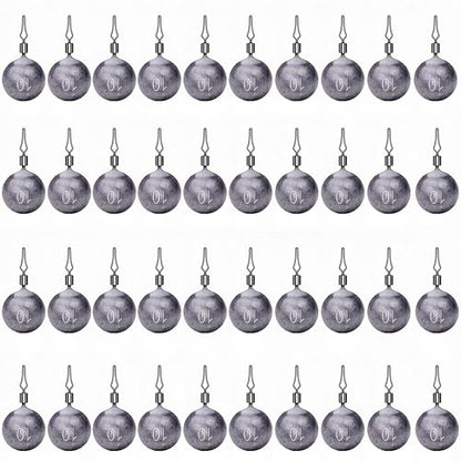 50Pcs Round Fishing Weights Sinkers Ball Fishing Weights Casting Drop Shot Sinkers Catfishing Sinkers Lead Weights Sinkers with Barrel Swivels for Saltwater Freshwater Fishing-(3.5-10g) - size: 3/8oz(10g)-40 Pack
