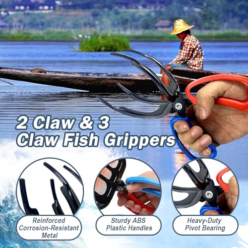 4 Packs 2/3 Claw Fish Gripper, Fish Grabber, Metal Fishing Pliers, Fish Grip Tackle Holder, Multifunctional Fishing Control Clamp, Forceps for Grip Most Freshwater