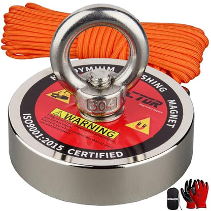 MUTUACTOR Strong Fishing Magnets,Φ2.95''Heavy Duty Magnet Fishing Kit with 20Ft Duarble Rope,Powerful 750lbs Neodymium Magnet Fishing for Treasure Hunting Retrieving Metallic Tools in Lakes Rivers - style: 750lb Magnet--Φ 2.95"
