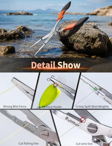 Fishing Tools Kit,Fishing Hook Remover Pliers | Fish Lip Gripper, Muti-Function Fishing Gear with Lanyard, Saltwater Resistant Fishing Accessories - color: 8"Fishing Pliers Orange