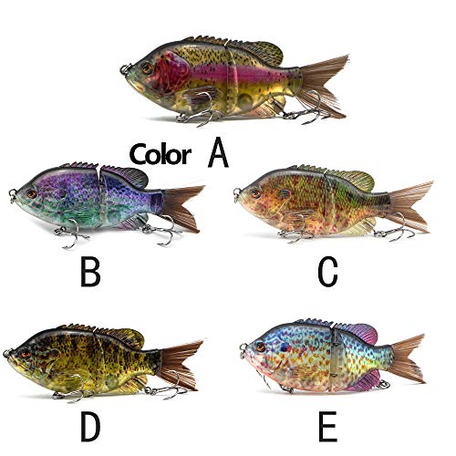5.9in Multi Jointed Swimbait Fishing Lures Bait,2 Segment Big Giant Sinking Fishing Bass Lures,Crankbaits Swimbaits with Treble Hook - color: 5.9in,1.94oz-Color E