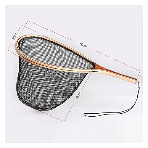 Fish Net Fly Fishing Landing Net Wooden Handle Rubber/Nylon Landing Handle Trout Mesh Fish Catch Release Scoop Fishing Tool Dip Net (Color : Nylon) - color: Nylon