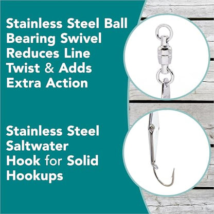 CLARKSPOON Spoon-Squid Precision Fishing Spoon for Spanish Mackerel, Bluefish, Tuna, Atlantic Bonito, & More! - Size 0 Spoon-Squid w/Ball Bearing Swivel - 5 Pack Assortment