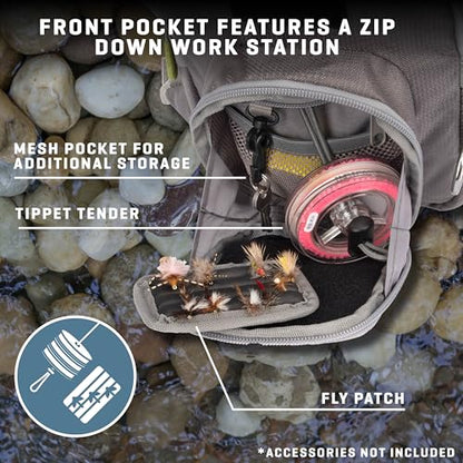 AC ALLEN Fall River Fishing Chest Pack, Fits Up to 2 Tackle/Fly Boxes, 152 Cu in / 2.5 L - color: Gray/Lime