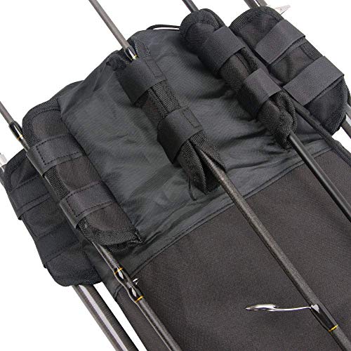 Multifunction Fishing Pole Bag - Waterproof Rod Reel Bag Carrier Case, Durable Canvas Tackle Large Storage Gift for Men Travel, Black - color: Black