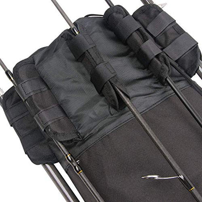 Multifunction Fishing Pole Bag - Waterproof Rod Reel Bag Carrier Case, Durable Canvas Tackle Large Storage Gift for Men Travel, Black - color: Black