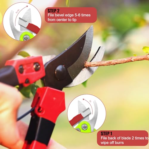 2pcs Pocket Blade Sharpener, Premium Wolfram Steel Garden Tool Sharpener Multipurpose Usage Knife Sharpener for Pruning Shears Hatchets Scissors Sickle Fence Shears