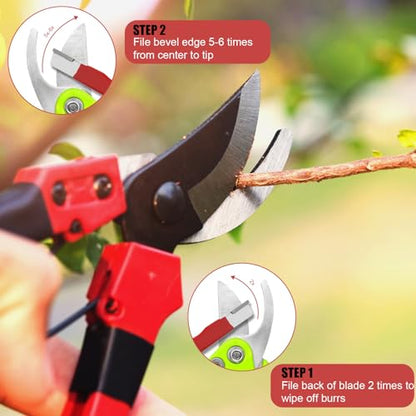 2pcs Pocket Blade Sharpener, Premium Wolfram Steel Garden Tool Sharpener Multipurpose Usage Knife Sharpener for Pruning Shears Hatchets Scissors Sickle Fence Shears