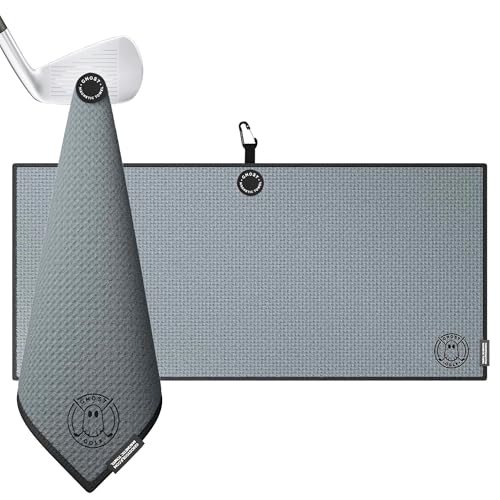 Ghost Golf Magnetic Towel (Caddie) - Premium Ultra-Absorbent Microfiber Golf Towel with Magnet for Golf Carts or Clubs - 18" x 40" Golfing Gear - Waffle Weave Pattern (Dark Grey) - color: Dark Grey