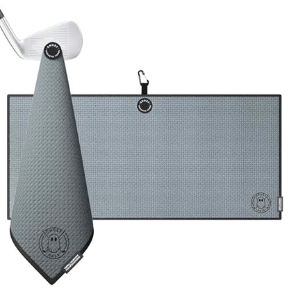 Ghost Golf Magnetic Towel (Caddie) - Ultra-Absorbent Microfiber Golf Towel | With Magnet for Golf Carts or Clubs - 18" x 40" Golfing Gear - Waffle Weave Pattern (Dark Grey) - color: Dark Grey
