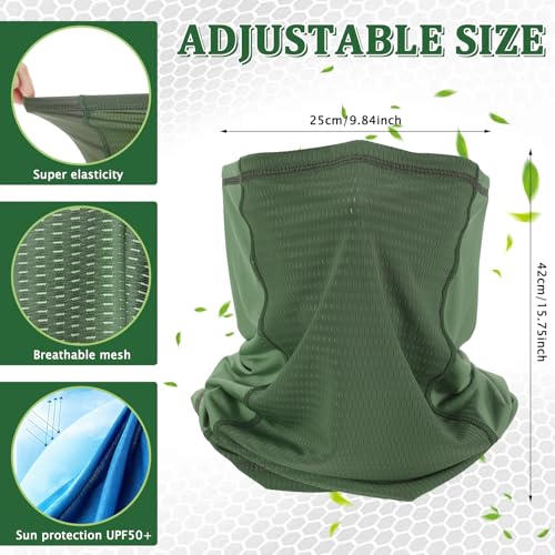 Geyoga 3 Pcs Cooling Neck Gaiter for Men Women Breathable Mesh UV Protection Summer Neck Cover with Mesh Hole Strap Neck Wrap - color: Black, Green, Teal