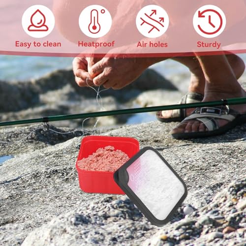 HERCHR Fishing Live Bait Box, Fishing Bait Storage Box Bait Bucket Worm Bait Station Container with Air Hole for Fishing Lure Worm Maggot - size: 170*170*85mm