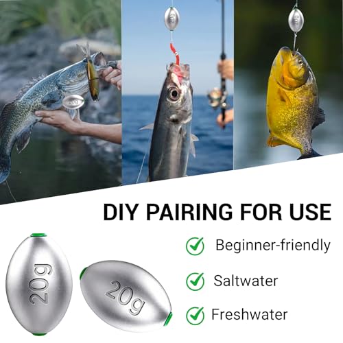 Fishing Egg Lead Sinkers Kit, 20pcs/25pcs Oval Shot Drop Weights Sinker for Bass Carp Catfish Saltwater Freshwater Casting Bottom Fishing Tackle (0.35oz/0.53oz/0.7/1oz) - color: 3/4oz-25pcs