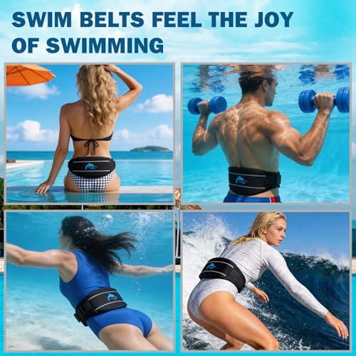 YOTAN Swim Belt for Adults, Flotation Belt with Reflective Strips, Adjustable 3 Section Buoyancy Flotation Swimming Belts, Pool Exercise Equipment for Water Aerobic, Aqua Jogging, Low-Impact Workout - size: Large