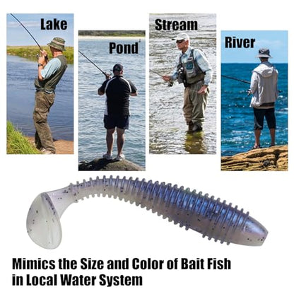 Paddle Tail Swimbaits, 2.5 inch/3inch Soft Lures Fishing Trout Crappie Bass for Freshwater and Saltwater 75PCS/60PCS - color: Junebug Purple, size: 2.5 inch, 75 PCs