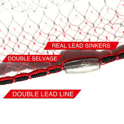 BasicGear Cast Net | Lead, 3ft-12ft Radius, 3/8 or 1/4 inch Mesh for Freshwater and Saltwater Bait Fish| Professional Grade and Upgraded Material | Throw Style - size: 8ft Radius, 3/8" Mesh, 1LB Sinkers
