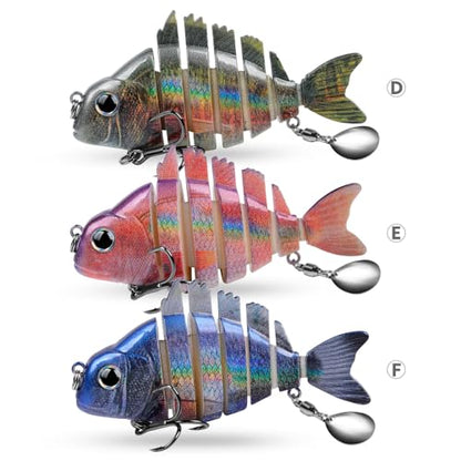 Crankbait Fishing Lure Pike Muskie Lures Lifelike Multi Jointed Swimbait Segement Hard Minnow Bait Treble Hook - color: HS078DEF-3pcs/set