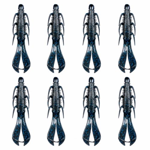 6th Sense – Bodega Craw 3.5 Soft Plastic Craw, Finesse Bass Fishing Lure for Flipping, Pitching, and Jig Trailers – Made in the USA - color: Black N Blue