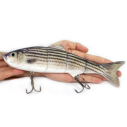 4 Segment Fishing Lures with BKK Hooks for Fishing, Easy Catch | 4.76oz Heavy-Duty Big Sinking Lifelike Swimbaits for Bass, Trout, Crappie, Walleye, Pike, Great for Fisherman, Dad Gifts