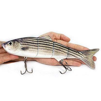 4 Segment Fishing Lures with BKK Hooks for Fishing, Easy Catch | 4.76oz Heavy-Duty Big Sinking Lifelike Swimbaits for Bass, Trout, Crappie, Walleye, Pike, Great for Fisherman, Dad Gifts