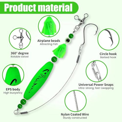 YOTO Santee Cooper Rig, Catfish Rig for Bank Fishing, Catfishing Tackle Rattler Floats, Chunky Rigs Catfish Equipment - style: Spiral Catfish Bells - 6pcs