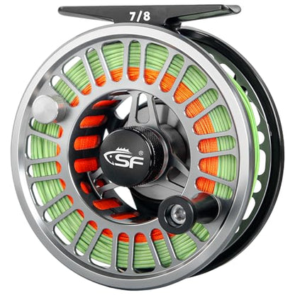 SF SF-003 Pro Fly Fishing Reel for Freshwater,CNC Precision Machining Process,Mid Arbor Design,Smooth Drag System,Lightweight Aluminum Body - size: 7/8wt, style: Gunmetal Gray & Black Kt1