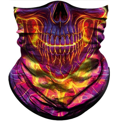 Obacle Bandana Face Mask Neck Gaiter Tube Mask Men Women for Sun Dust Protection - color: Skull Blue Fire Face