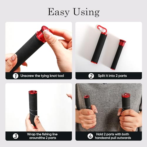 Fishing Knot Puller Tool, FG GT Knot Tying Tool, PE Fishing Line Knot Grippers Line Dragger Tightener - color: Red