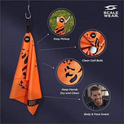 Rippit Magnetic Waffle Golf Towel – Large 16"x24" Microfiber Golf Club Ball Magnet Clip to Hang on Bag Cart Strong Premium Strength Ultra Absorbent Gear Men Gift (Rippit Orange) - color: Rippit Orange