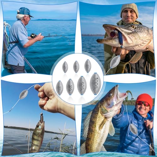 Egg Sinkers Fishing Weights, Bullet Fishing Weights | Lead Oval Shaped Fishing Weights Sinkers for Saltwater Freshwater Fishing 1/4oz to 3oz - size: 3oz-5pcs
