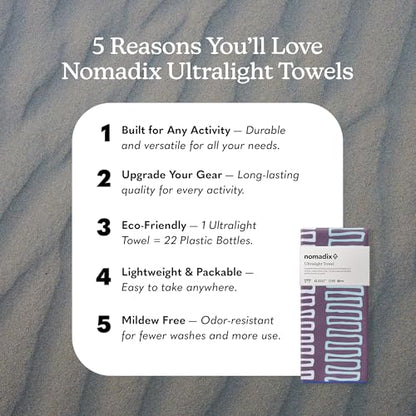 Nomadix Ultralight Towel - Quick Dry & Super Lightweight - Perfect As A Pack Towel to Save On Space - Made with Recycled Materials - Switchback Multi - 30x54 - color: Switchback Multi