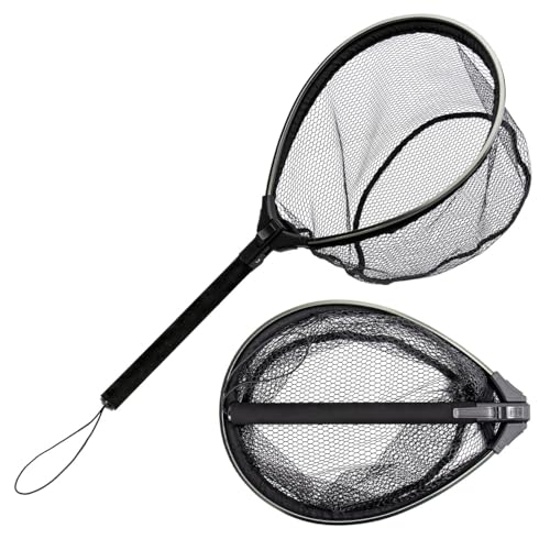 Floating Fishing Net with Handle,Topline Tackle Landing Net with Aluminum Frame,Foldable & Lightweight Fish Net for Kayak,Boat,Fly,Trout,Minnow,Bass,Catfish,Fishing Gear and Gift for Men