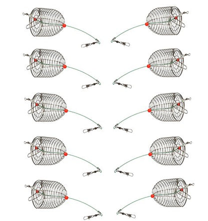 10Pcs/Pk Carp Fishing Bait Trap Cage Feeder Basket Holder Coarse Lure Feeder Carp Fishing Tackle Kit,Size L/M/S Available - size: Medium