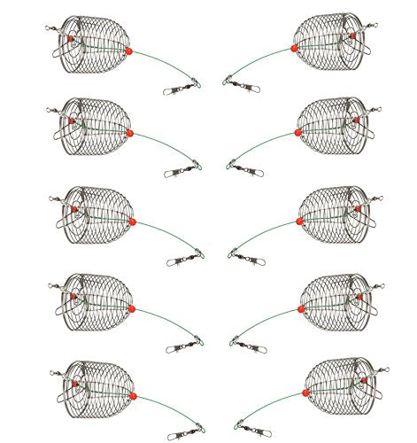 10Pcs/Pk Carp Fishing Bait Trap Cage Feeder Basket Holder Coarse Lure Feeder Carp Fishing Tackle Kit,Size L/M/S Available - size: Medium