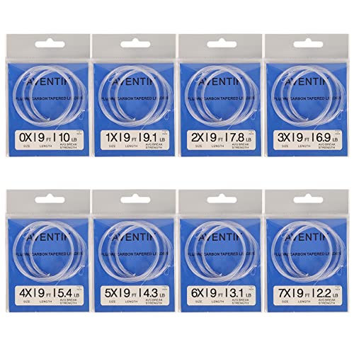 3 PC Aventik 9 FT Pre-Tied Loop Fly Fishing Tapered Leader Fluorocarbon Fly Leader Freshwater Saltwater