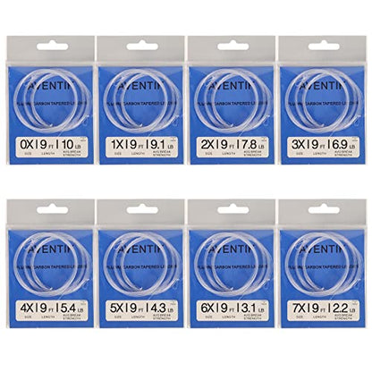 3 PC Aventik 9 FT Pre-Tied Loop Fly Fishing Tapered Leader Fluorocarbon Fly Leader Freshwater Saltwater