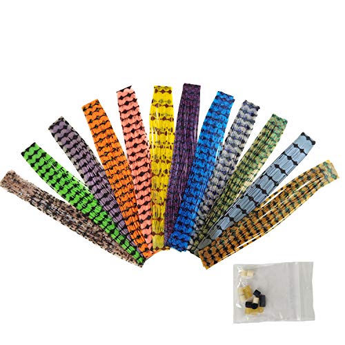 Riverruns Fishing Jig Lures Mixed Colors DIY Silicone Skirts for Jig, Regular Skirt Collars Included Fly Tying Material - color: B: 24pc Barbed Wire Skirt Material Combo