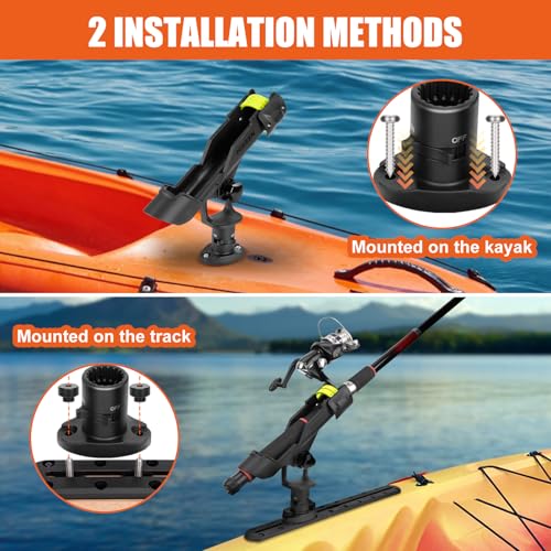 Kayak Fishing Rod Holder, 1Pack / 2Pack | Track Mount / Deck Mount, 360 Degree Adjustable, For Fishing Boat, Fishing Pole Holder - style: 1pack